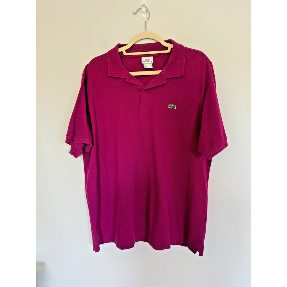 Lacoste Mens Classic Polo Size XL FR 6 Berry Red Short Sleeve 100% Cotton Preppy